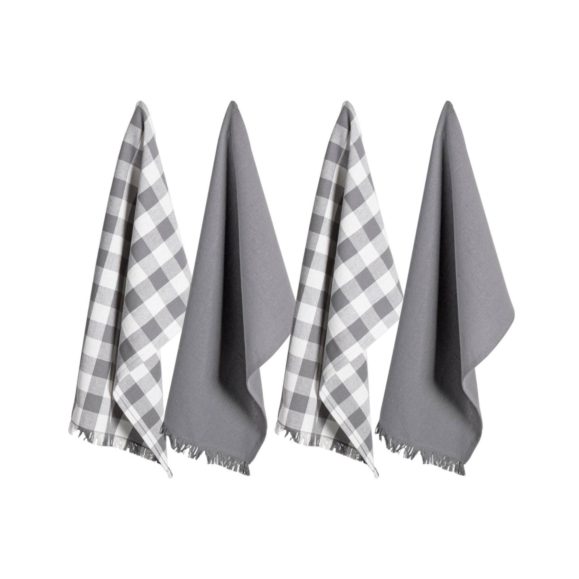 DII® Gray Heavyweight Fringed Dishtowel Set